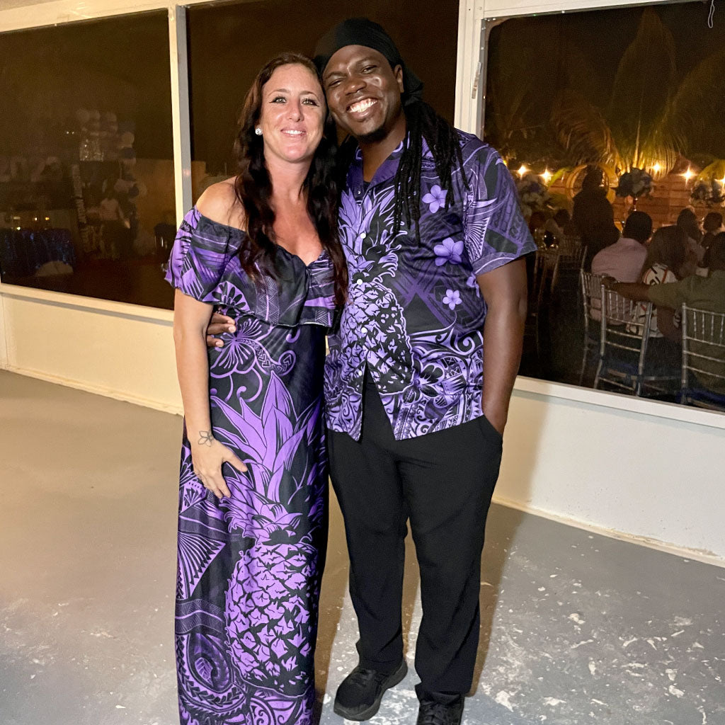 Hawaii Pineapple Polynesian Matching Dress and Shirt