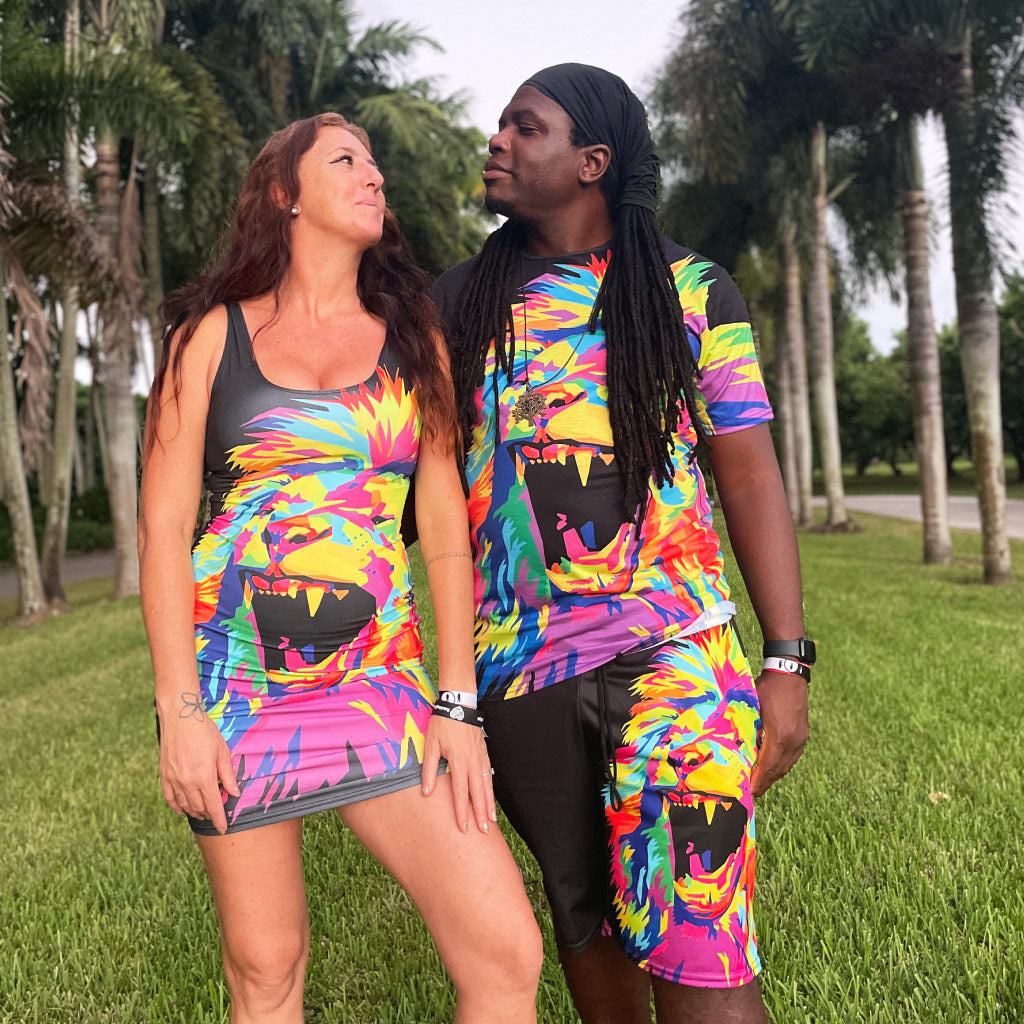 Psychedelic Lion Men's T-Shirt, Shorts and Bodycon Dress