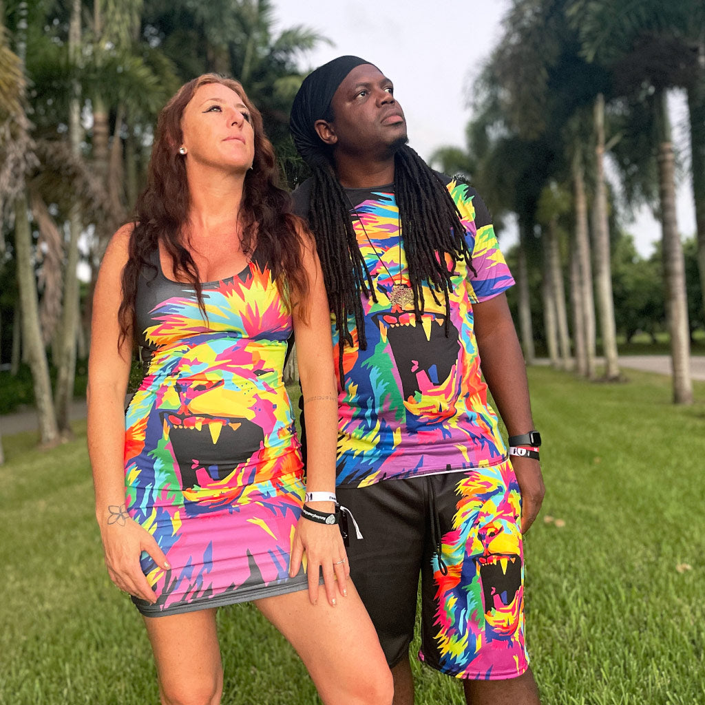 Psychedelic Lion Men's T-Shirt, Shorts and Bodycon Dress